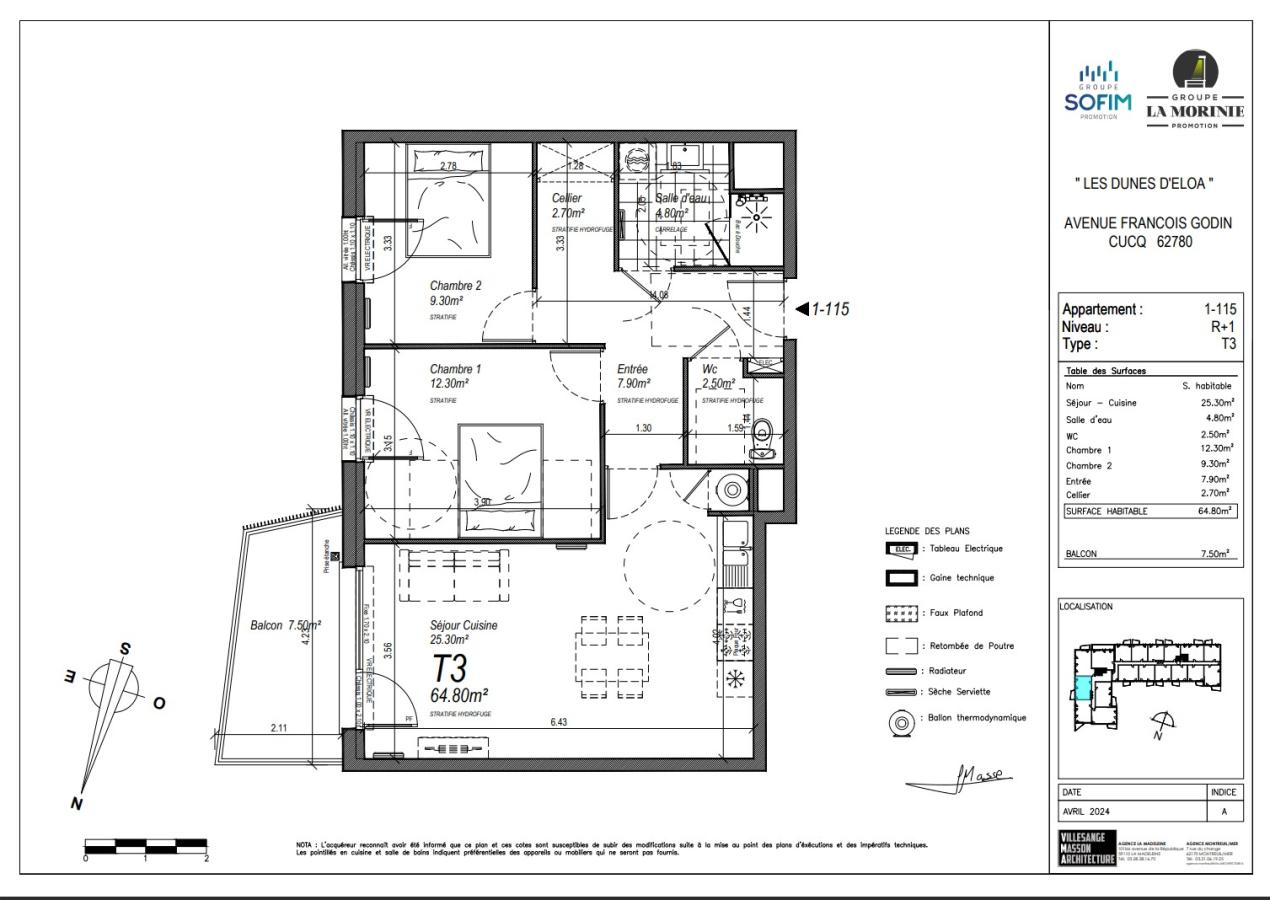 
																																							3 pièces - 
																																						1er étage - 65m² - 832,39 € - Photo #1