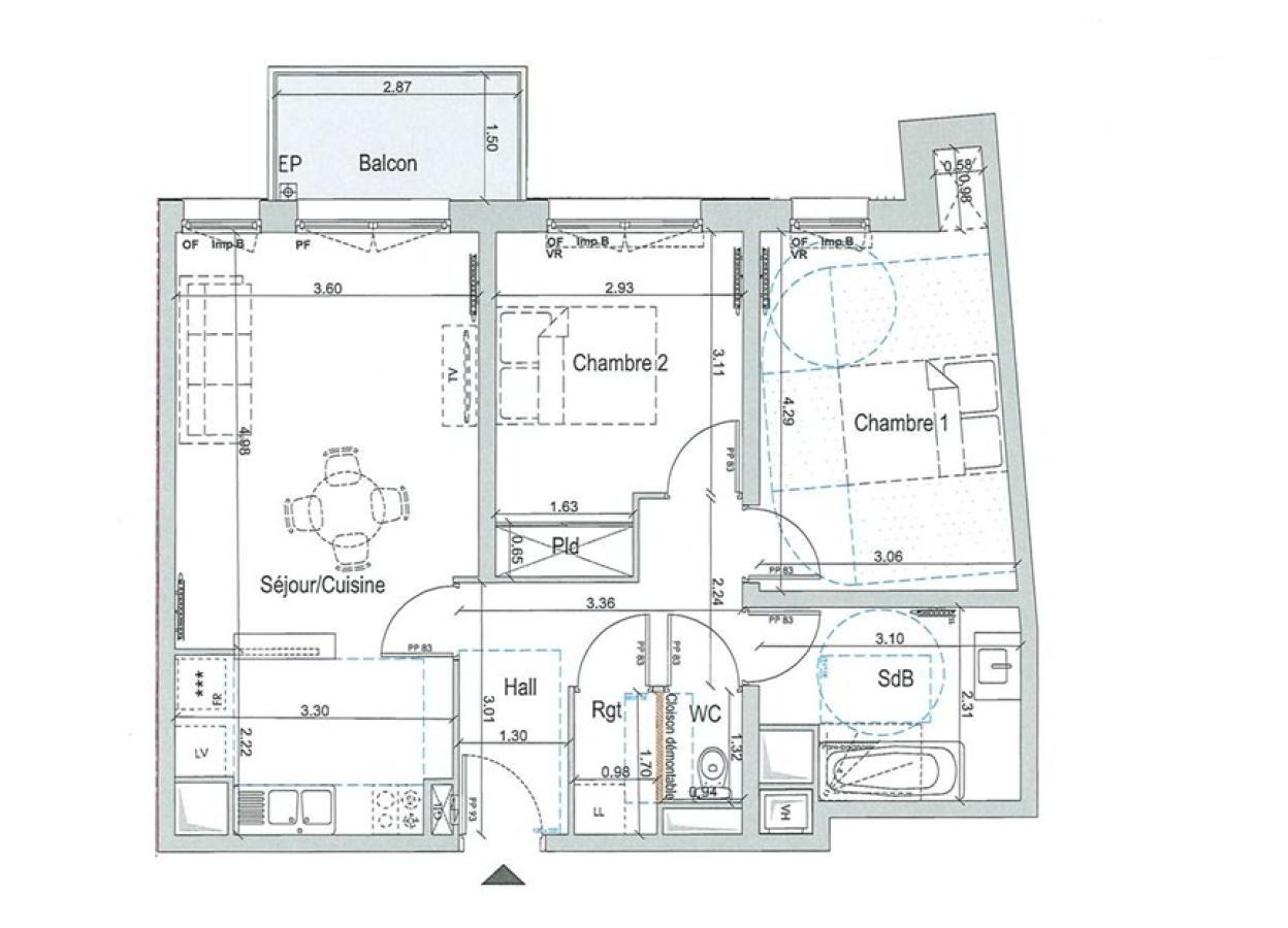 3 pièces - 5ème étage - 65m² - 847,68 € - Photo #5