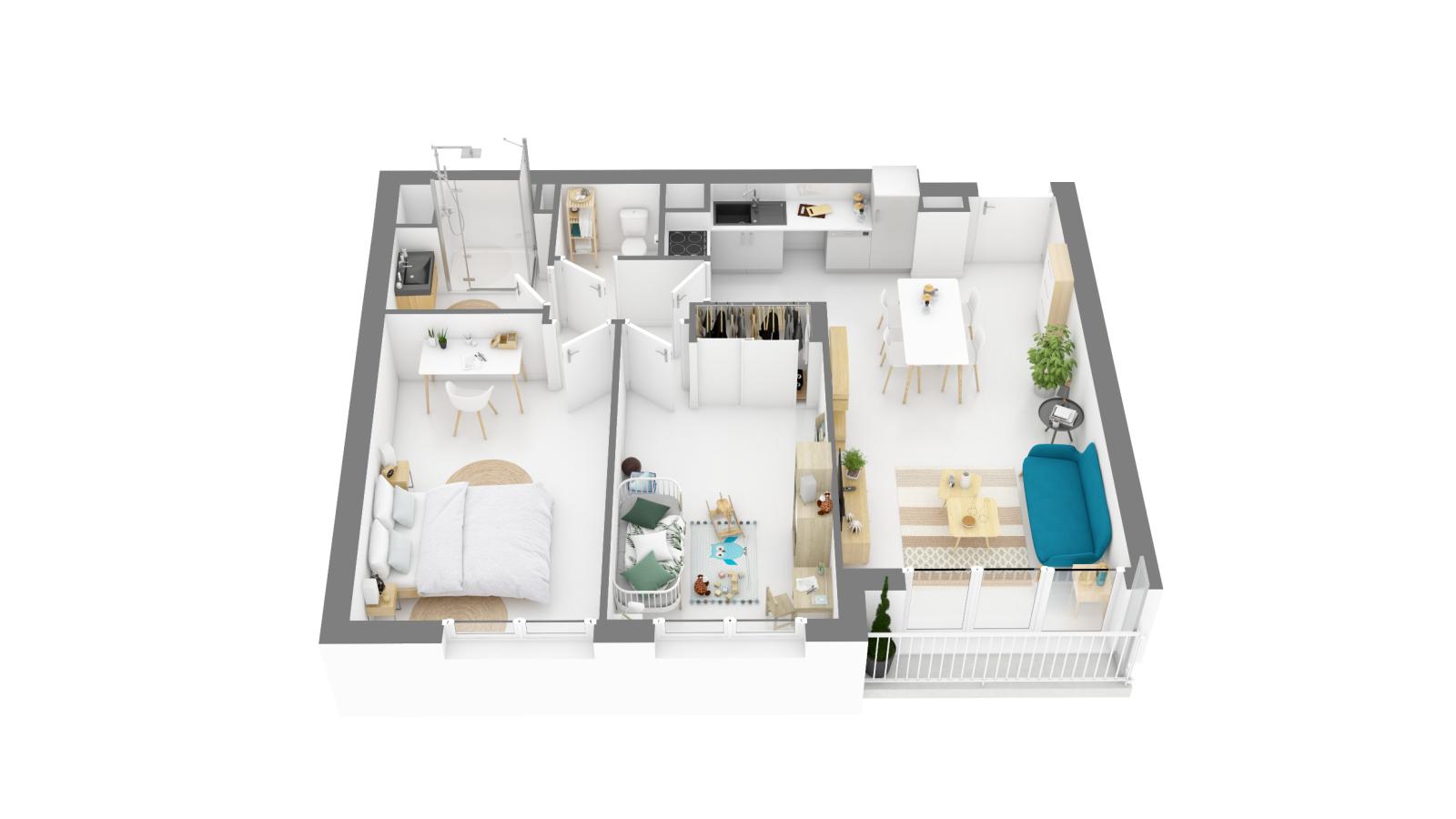 
																			3 pièces - 
																		2ème étage - 64m² - 1 107,55 € - Photo #3