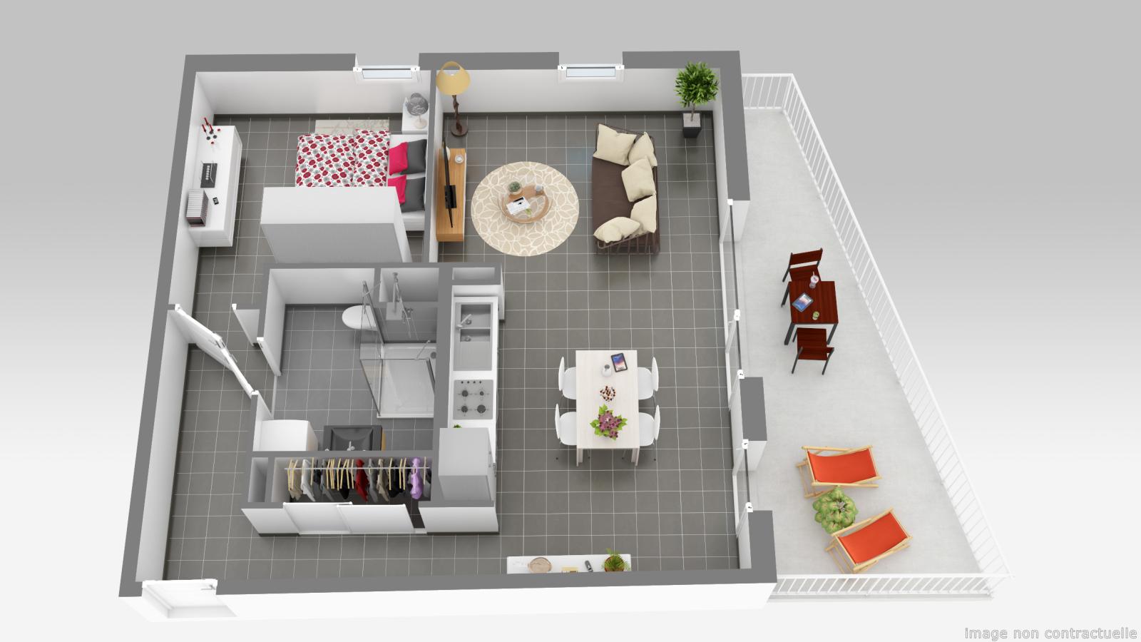 
																																							2 pièces - 
																																						7ème étage - 56m² - 954,71 € - Photo #4