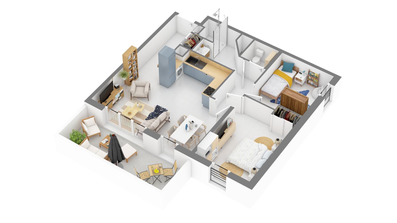 
																																							3 pièces - 
																																						1er étage - 60m² - 865,39 € - Photo #3
