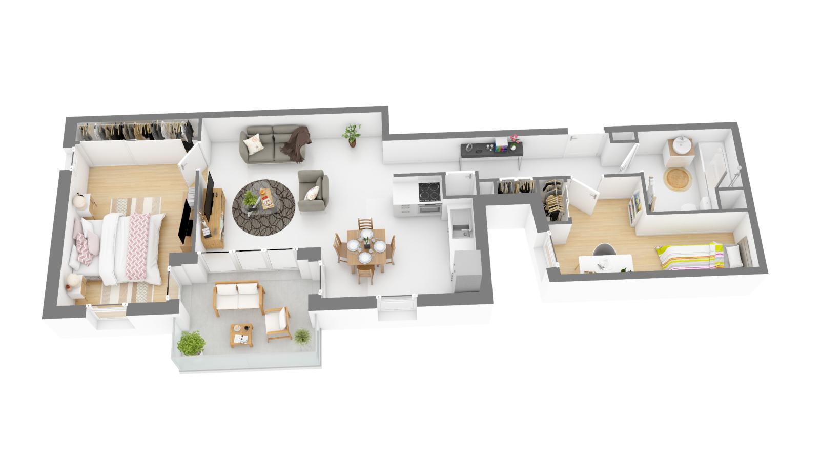 
																																							3 pièces - 
																																						1er étage - 63m² - 1 293,81 € - Photo #1