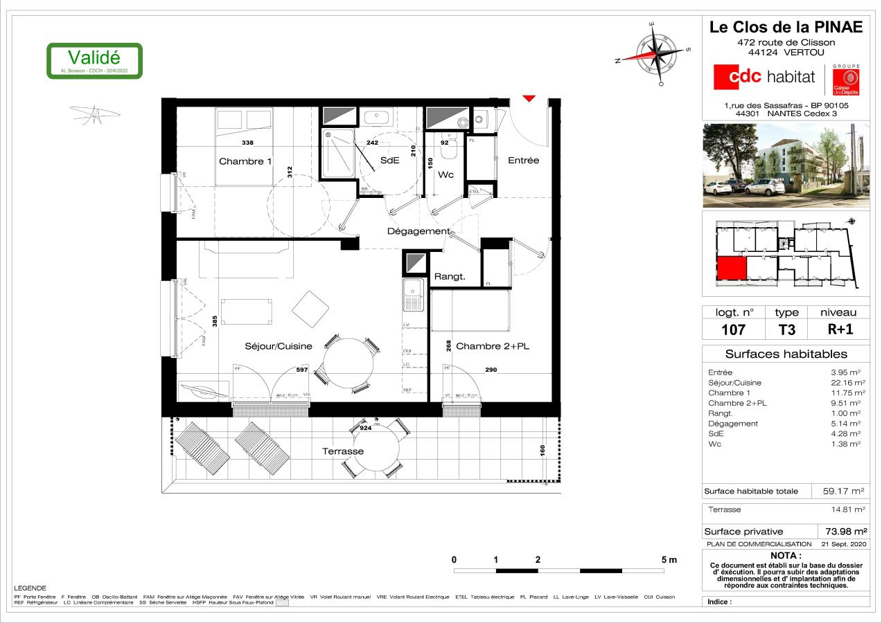 
																																							3 pièces - 
																																						1er étage - 59m² - 722,59 € - Photo #3