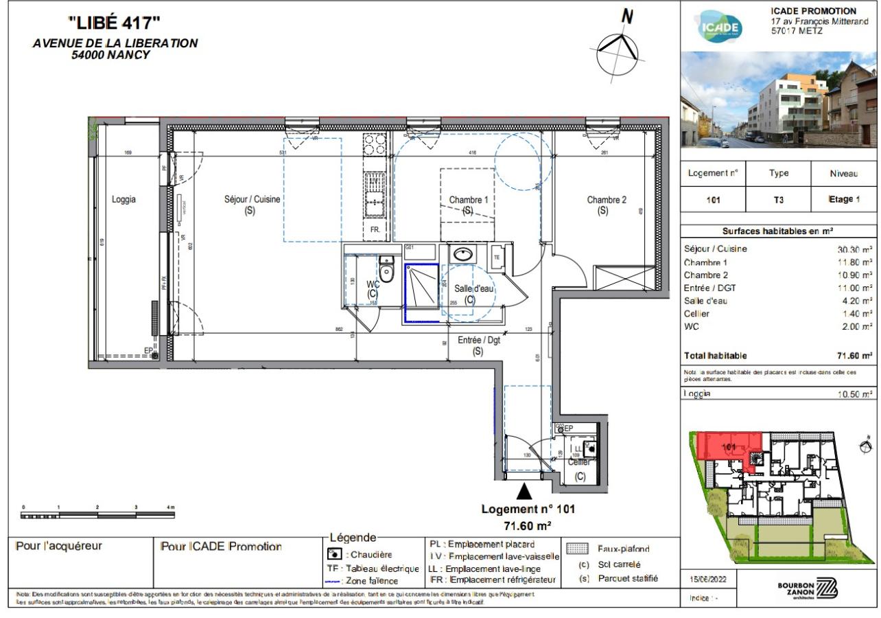 
																																							3 pièces - 
																																						1er étage - 72m² - 899,53 € - Photo #2