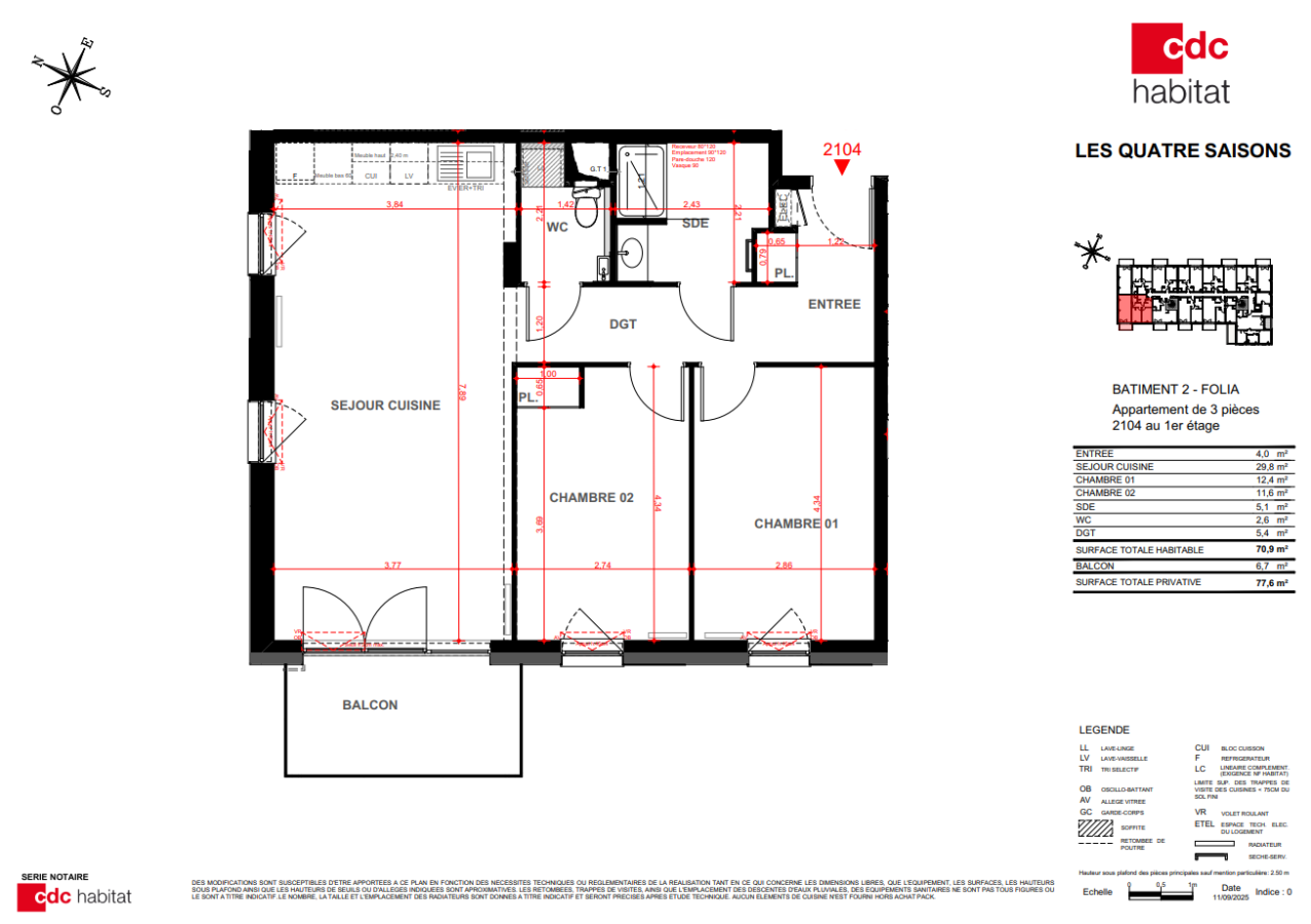 
																			3 pièces - 
																		1er étage - 71m² - 824,92 € - Photo #0