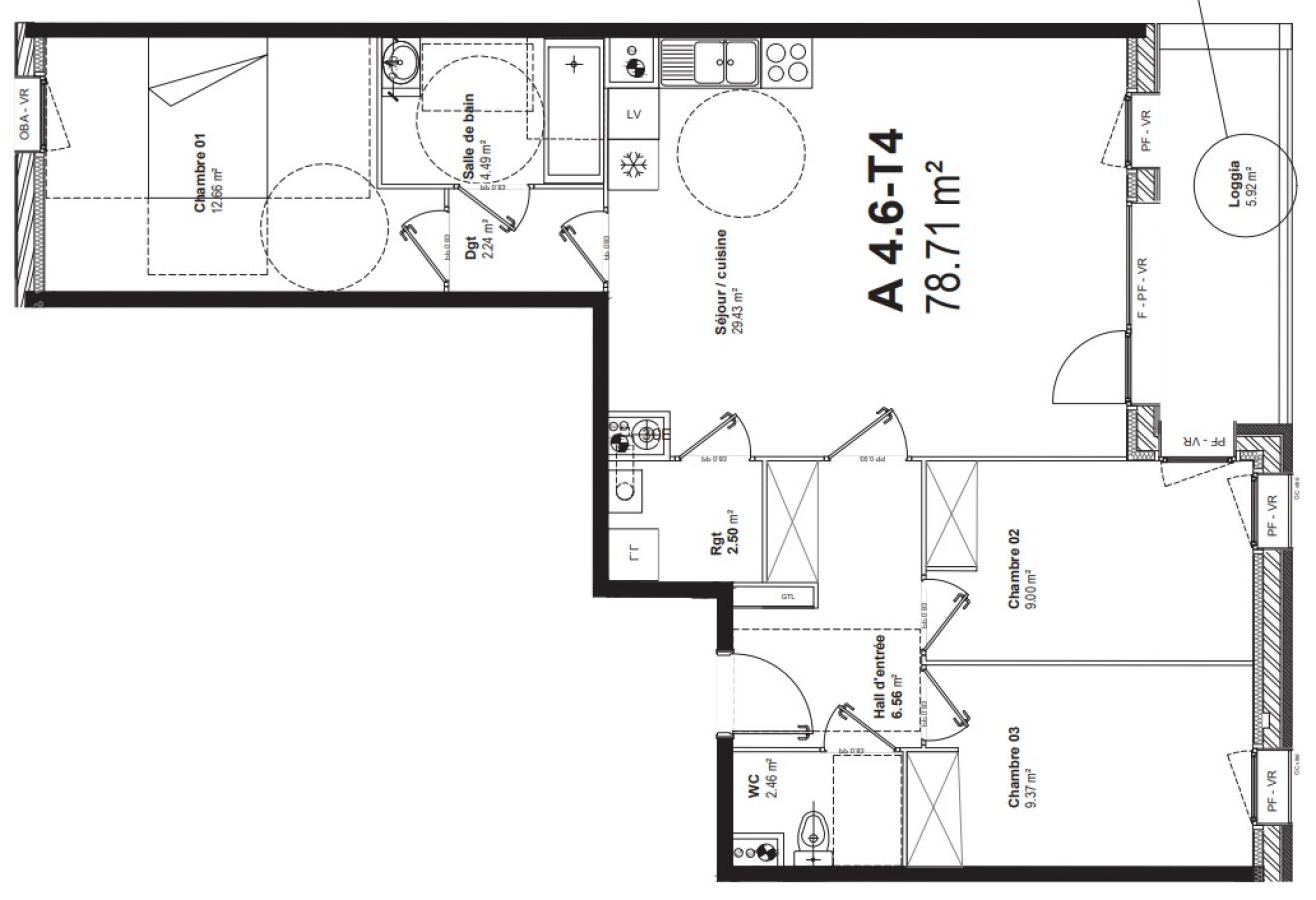 
																			4 pièces - 
																		4ème étage - 79m² - 982,57 € - Photo #4