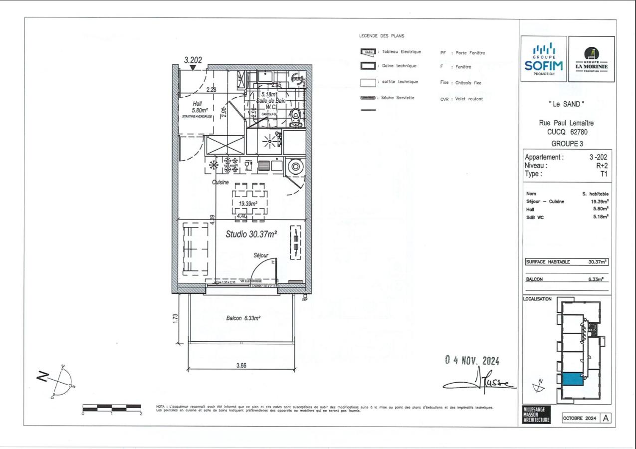 
																			1 pièce - 
																		2ème étage - 31m² - 563,32 € - Photo #0