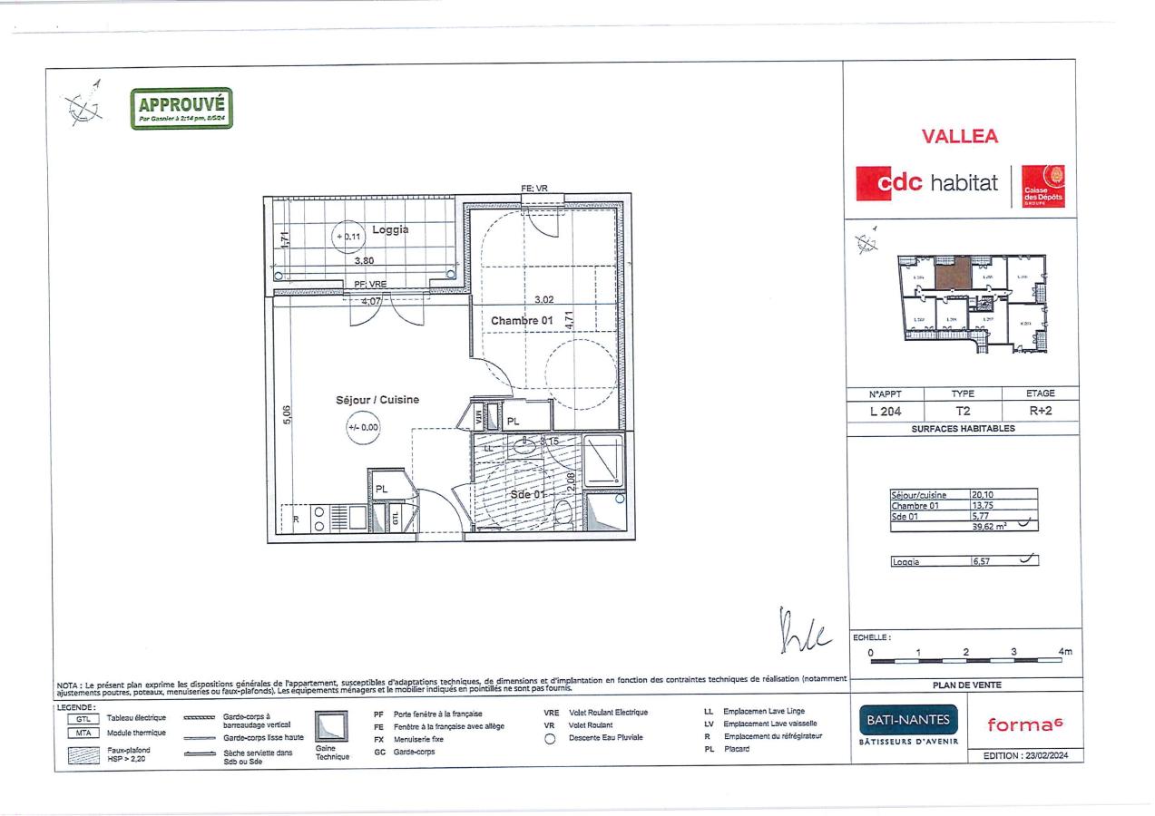 
																																							2 pièces - 
																																						2ème étage - 40m² - 625,95 € - Photo #1
