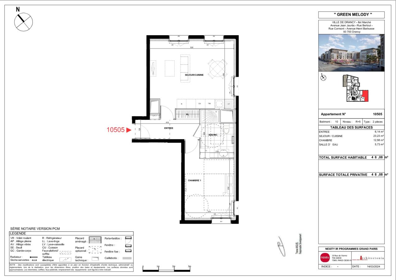 2 pièces - 5ème étage - 48m² - 1 054,47 € - Photo #6