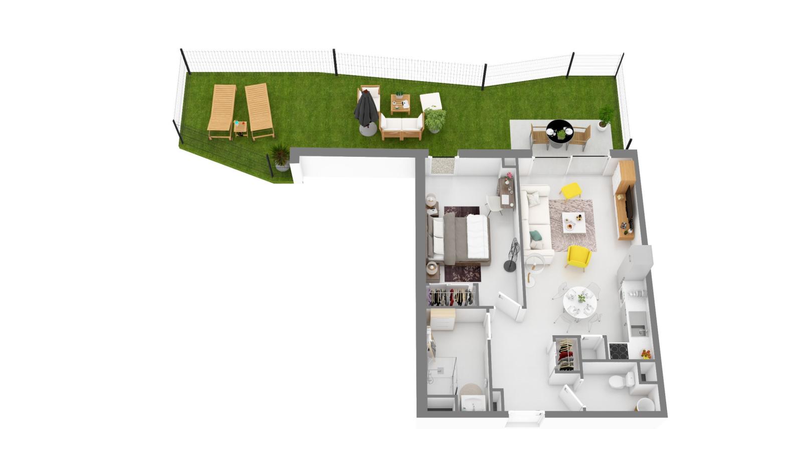 
																																							2 pièces - 
																																						RDC - 47m² - 936,45 € - Photo #2