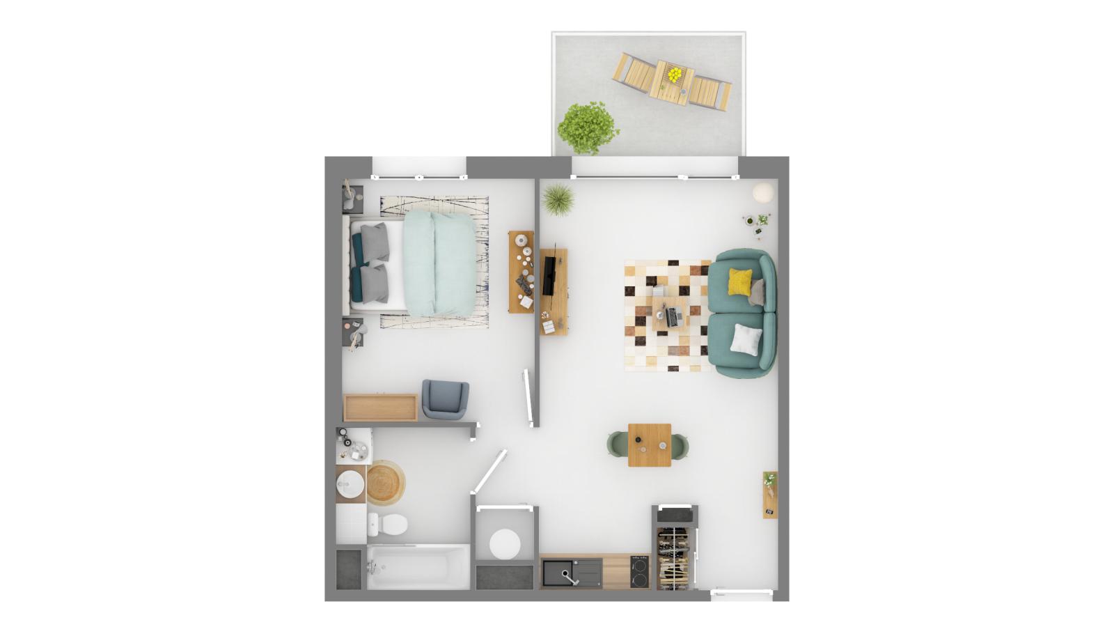 2 pièces - 1er étage - 45m² - 600,10 € - Photo #3