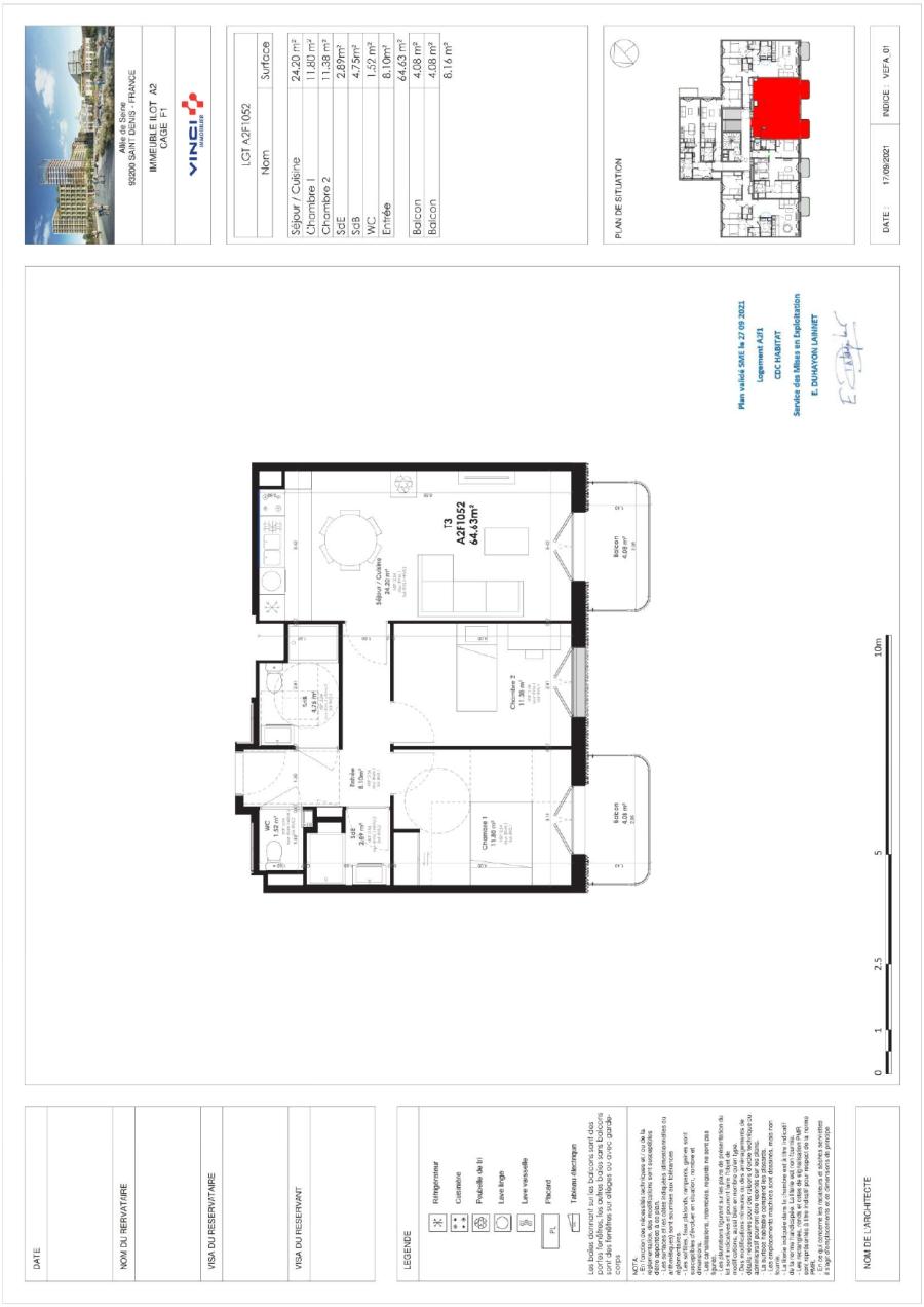 
																			3 pièces - 
																		5ème étage - 65m² - 1 295,76 € - Photo #0