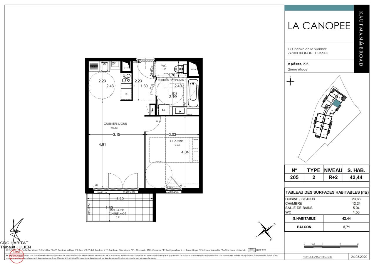 
																																							2 pièces - 
																																						2ème étage - 42m² - 599,55 € - Photo #5