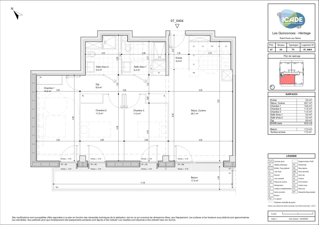 
																			4 pièces - 
																		4ème étage - 91m² - 1 789,09 € - Photo #0