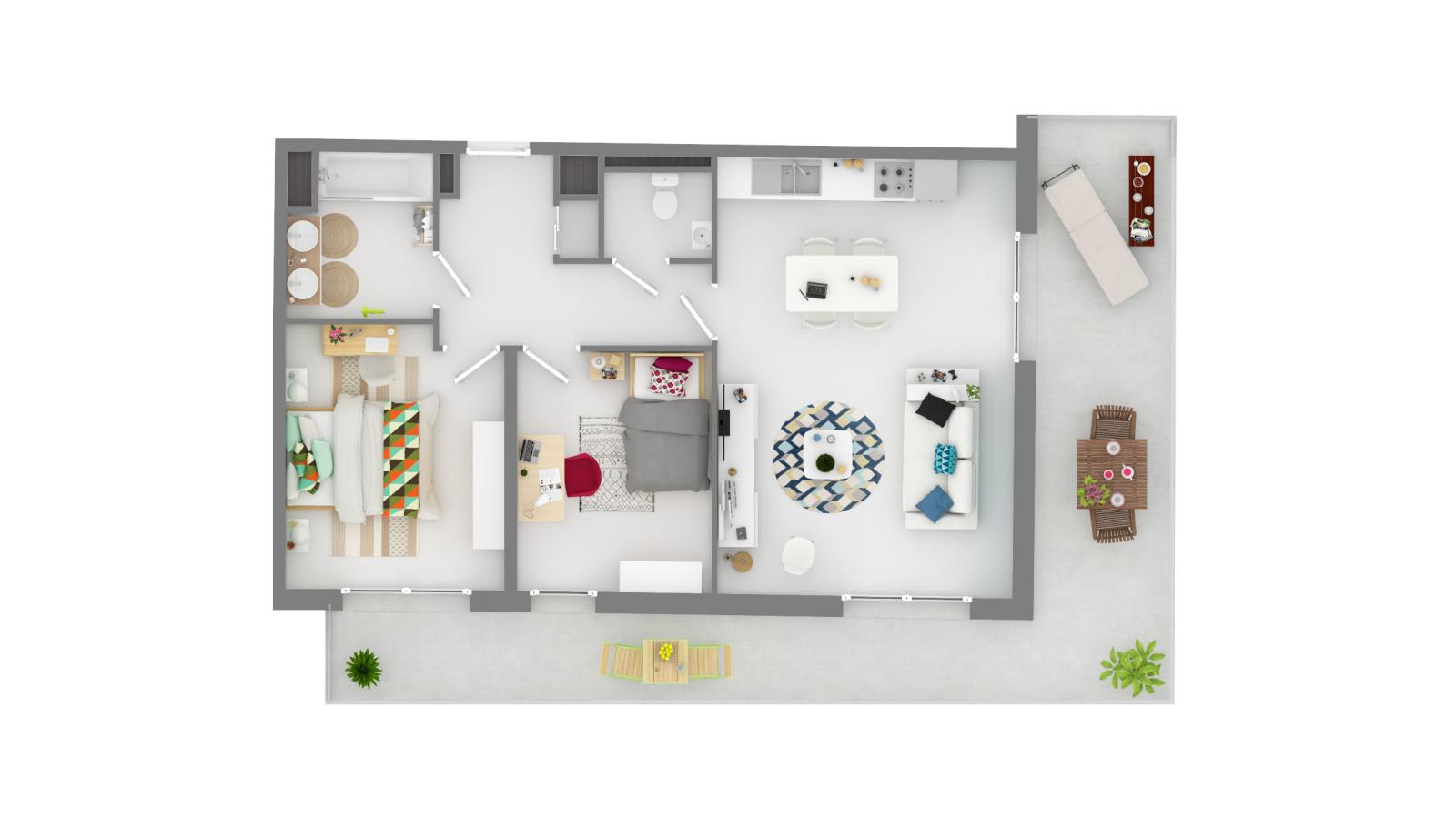 
																			2 pièces - 
																		1er étage - 40m² - 798,60 € - Photo #3