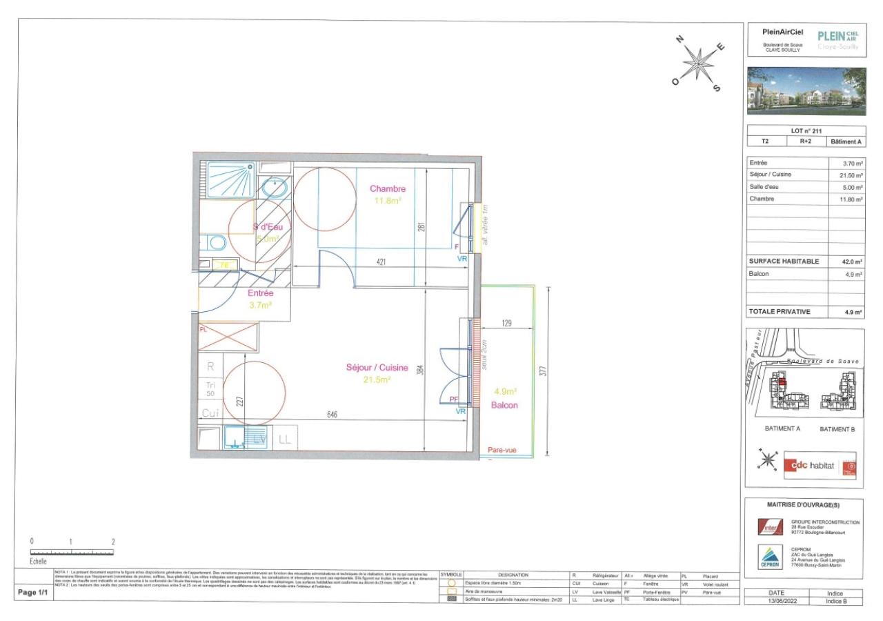 2 pièces - 2ème étage - 42m² - 926,33 € - Photo #0