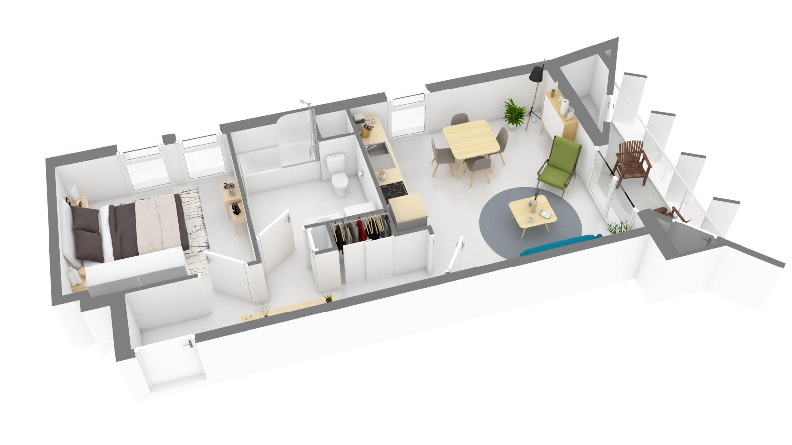 
																			2 pièces - 
																		7ème étage - 47m² - 972,61 € - Photo #0