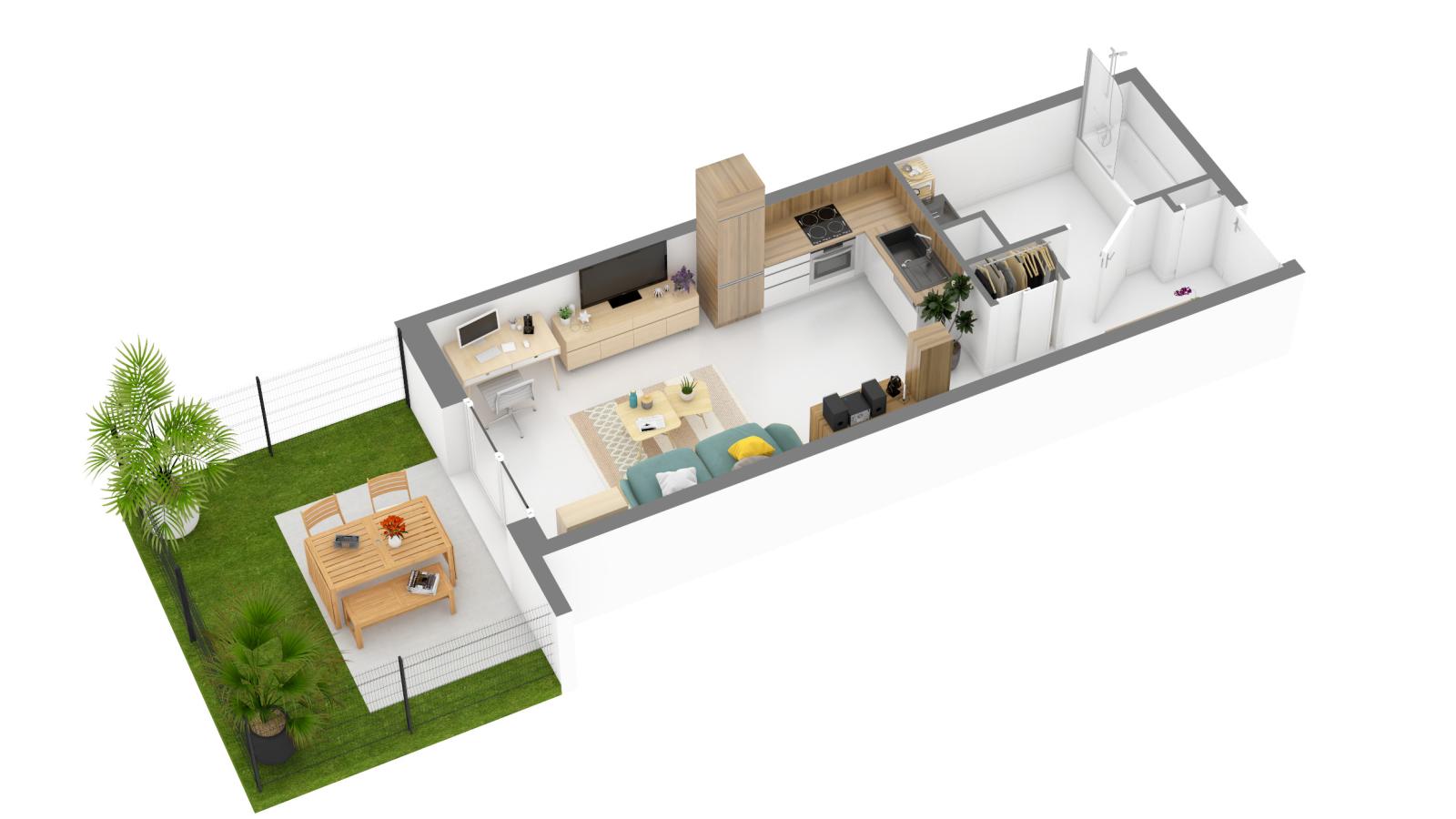 
																																							1 pièce - 
																																						RDC - 31m² - 630,91 € - Photo #1