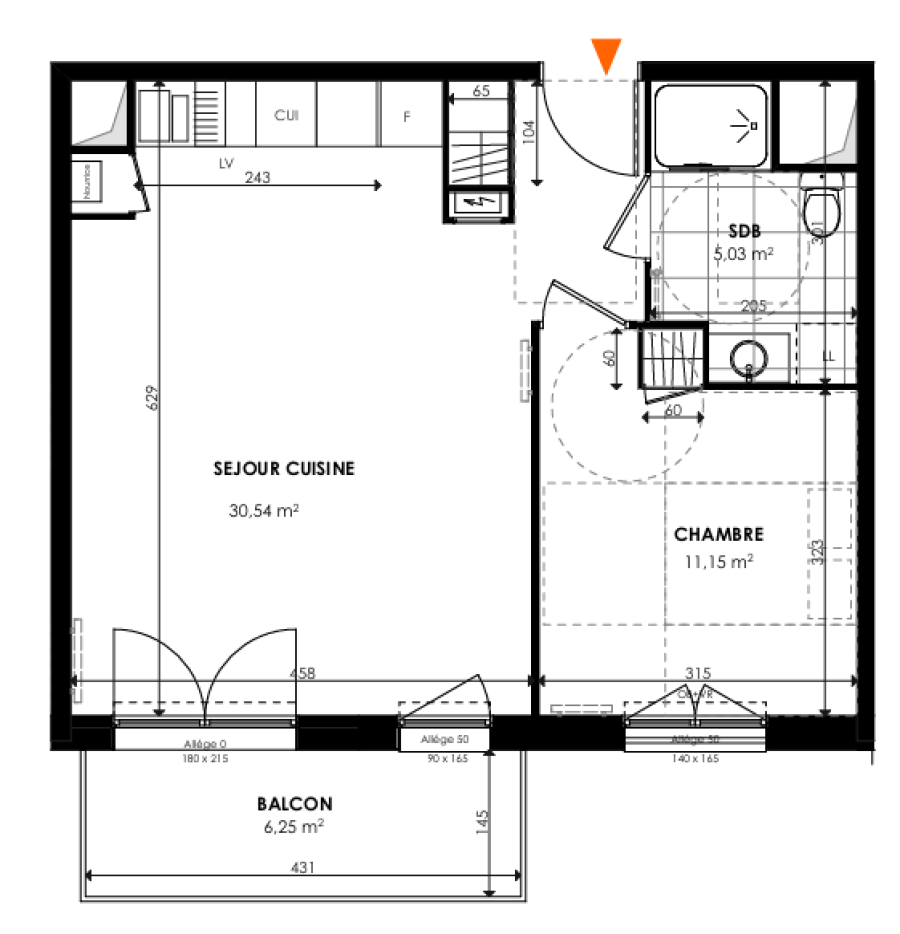 
																																							2 pièces - 
																																						1er étage - 47m² - 687,26 € - Photo #2
