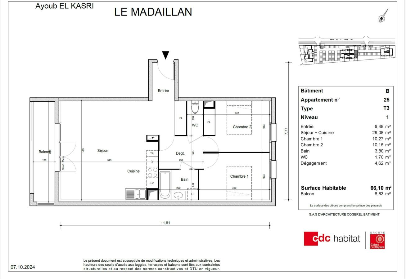 
																			3 pièces - 
																		1er étage - 67m² - 934,56 € - Photo #1
