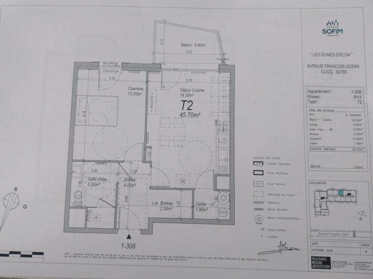 
																			2 pièces - 
																		3ème étage - 46m² - 588,11 € - Photo #2