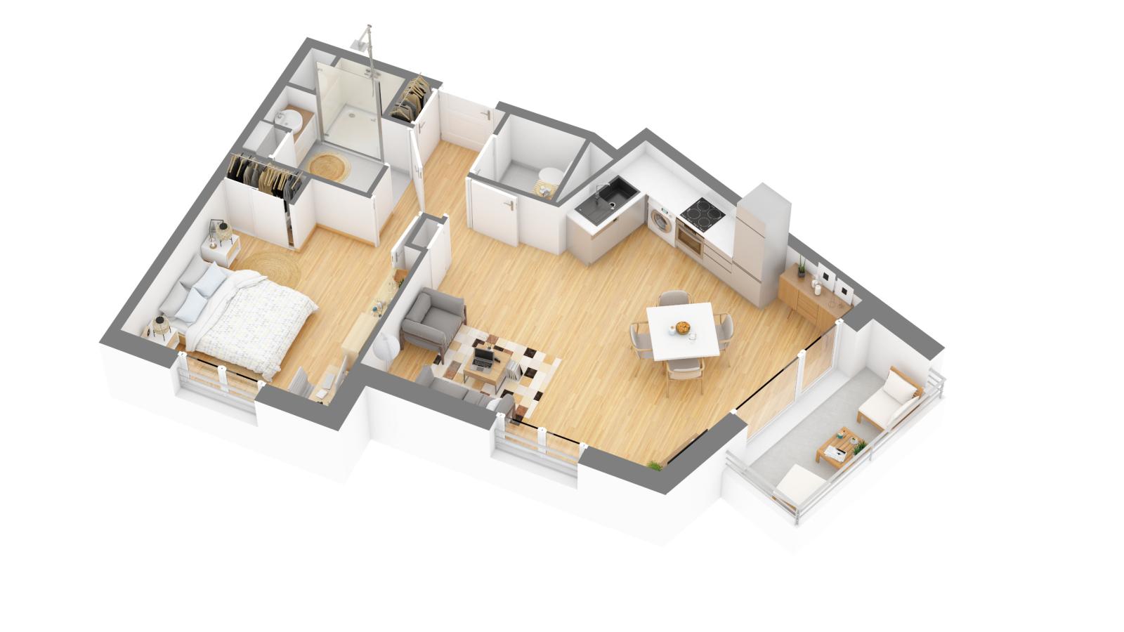 2 pièces - 2ème étage - 50m² - 732,56 € - Photo #5