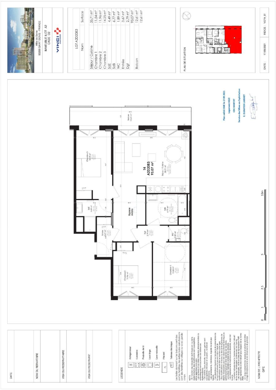 
																			4 pièces - 
																		8ème étage - 93m² - 1 728,54 € - Photo #0