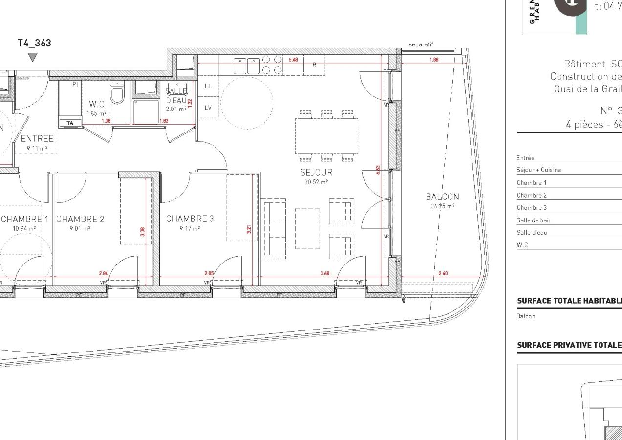 
																																							4 pièces - 
																																						6ème étage - 77m² - 1 034,63 € - Photo #1