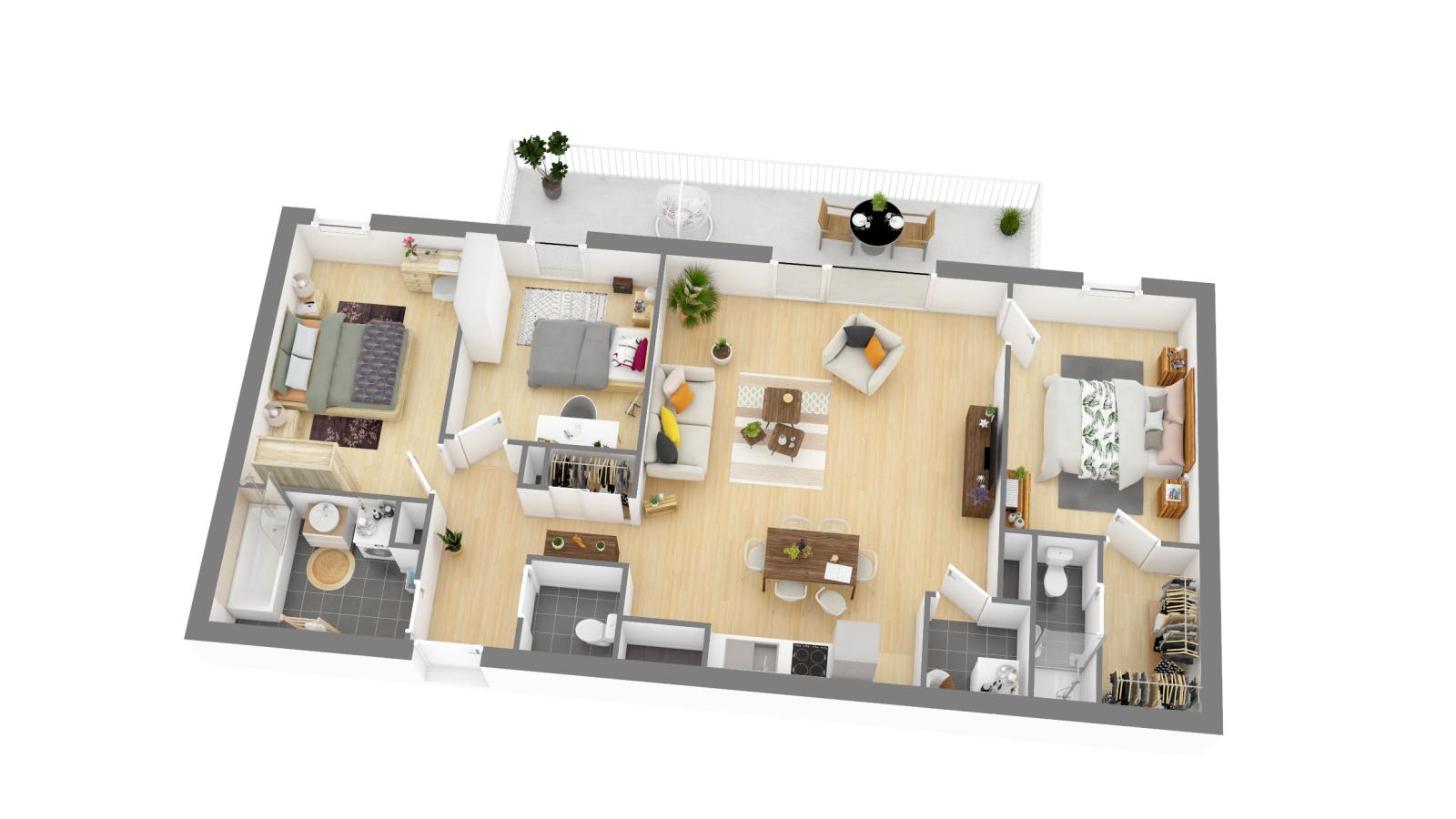 
																																							4 pièces - 
																																						1er étage - 89m² - 998,17 € - Photo #2