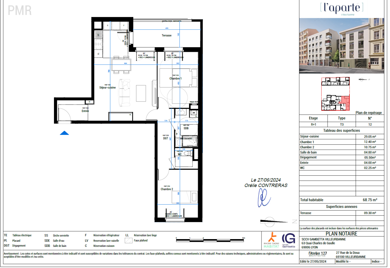 
																																							3 pièces - 
																																						1er étage - 69m² - 1 045,56 € - Photo #1