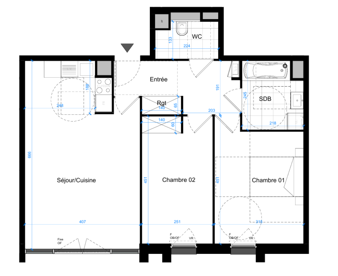 3 pièces - 1er étage - 65m² - 817,18 € - Photo #5
