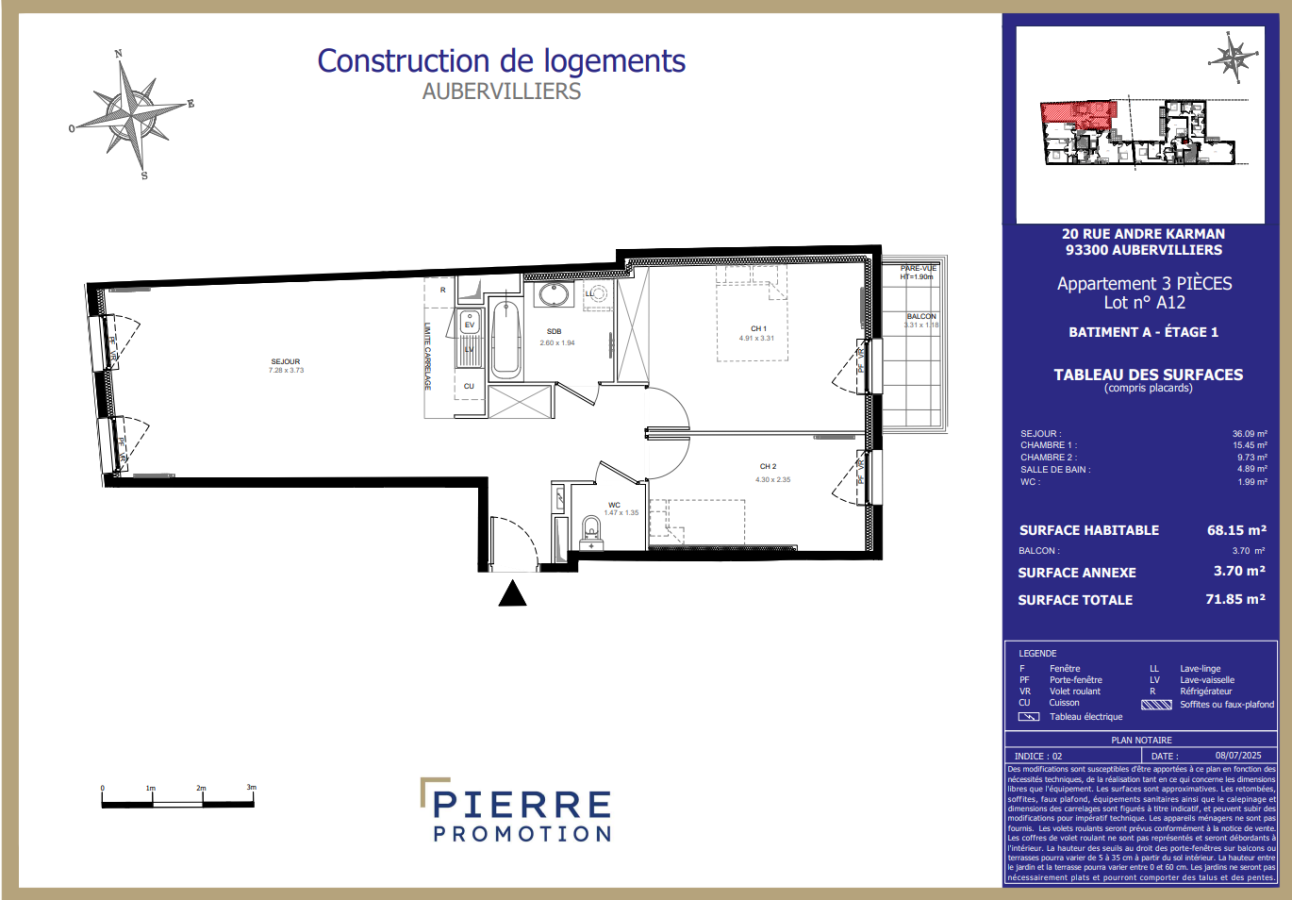 
																																							3 pièces - 
																																						1er étage - 68m² - 1 410,31 € - Photo #4