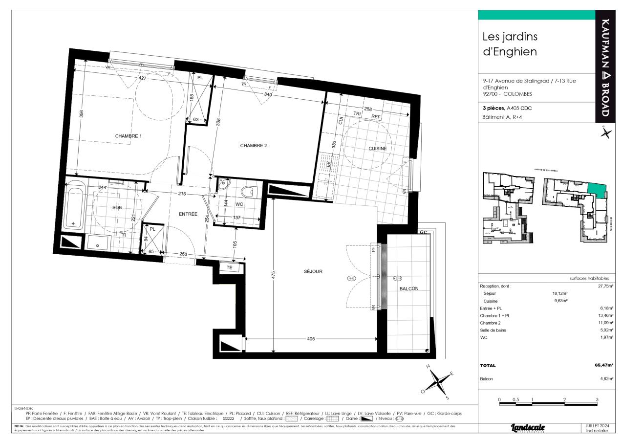 
																			3 pièces - 
																		4ème étage - 65m² - 1 572,92 € - Photo #0