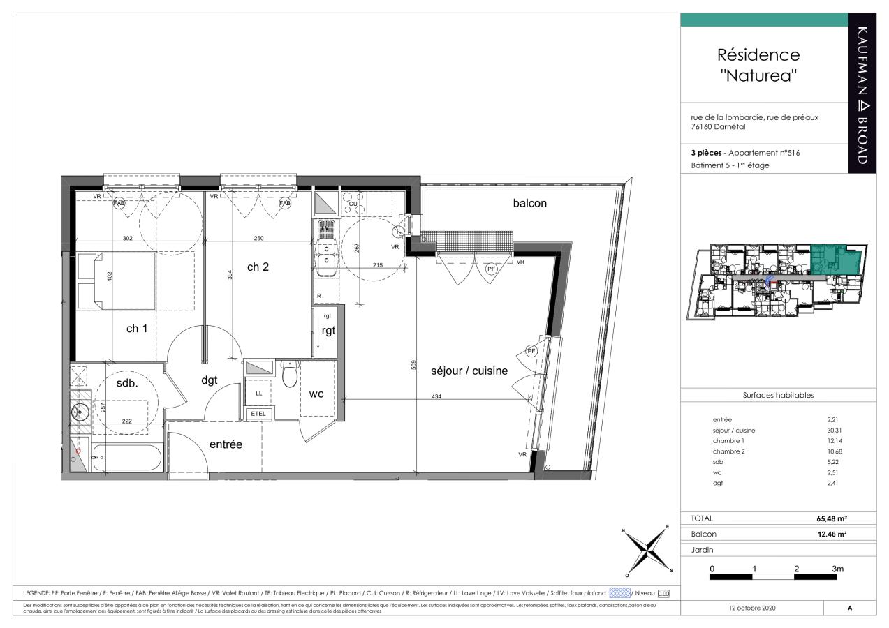 
																			3 pièces – 
																		1er étage – 66m² - 702,66 € - Photo #3