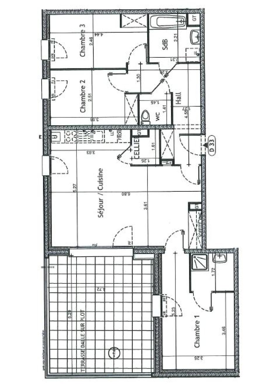 4 pièces - 3ème étage - 85m² - 1 042,81 € - Photo #3