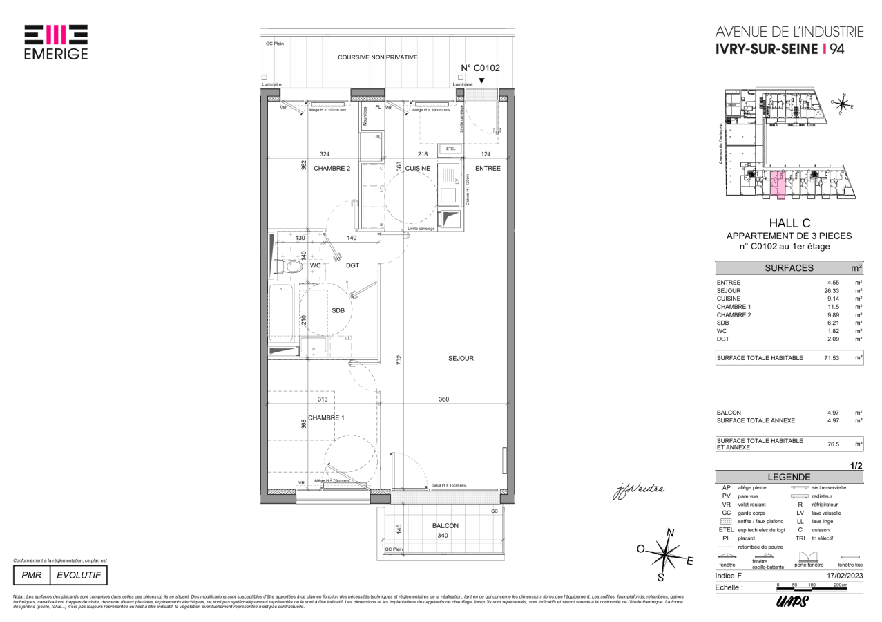 3 pièces - 1er étage - 72m² - 1 492,15 € - Photo #0