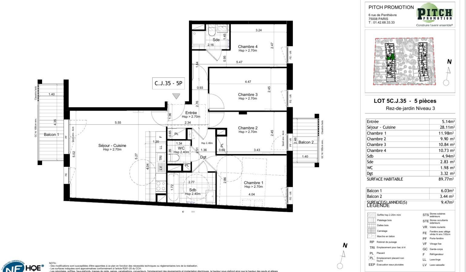 5 pièces - 3ème étage - 90m² - 1 486,69 € - Photo #1