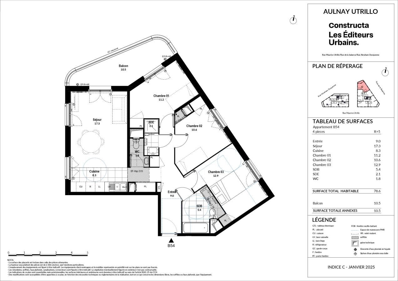 
																			4 pièces - 
																		5ème étage - 79m² - 1 414,18 € - Photo #2