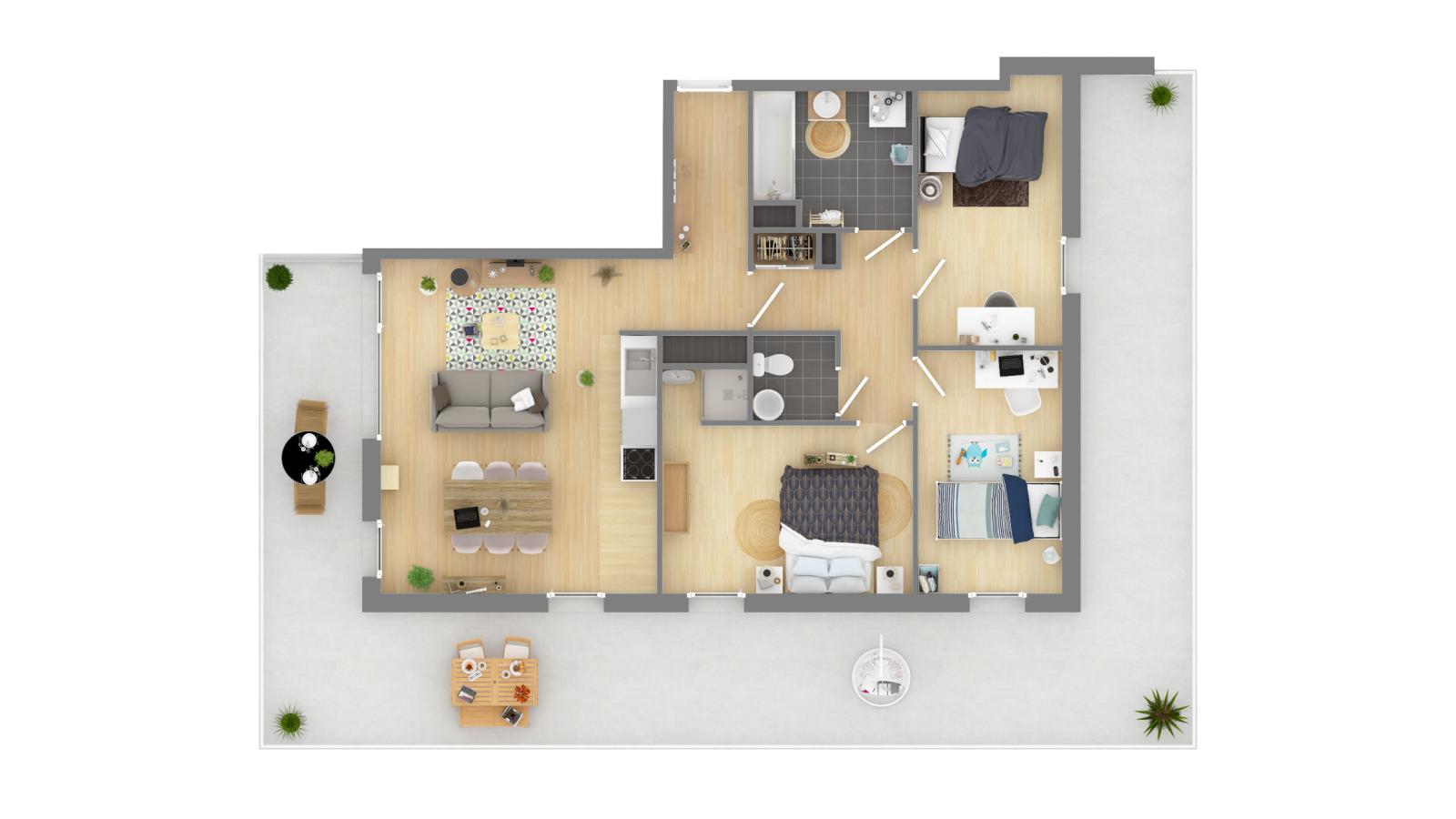 4 pièces - 2ème étage - 76m² - 918,26 € - Photo #2