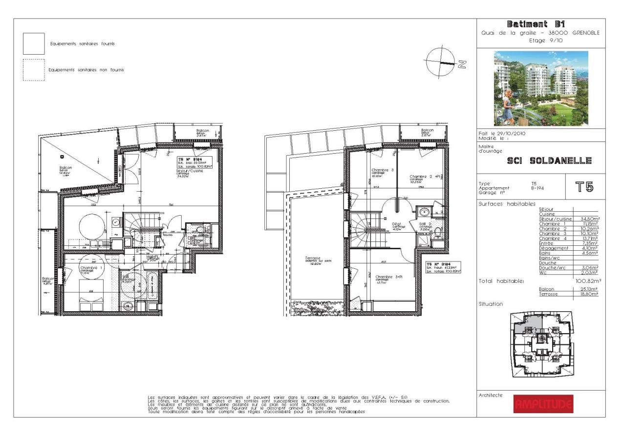 
																																							5 pièces - 
																																						9ème étage - 101m² - 1 448,65 € - Photo #1
