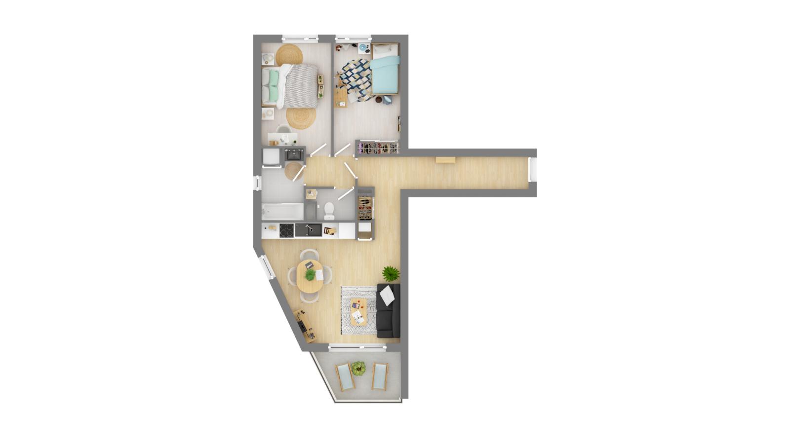 3 pièces - 1er étage - 68m² - 875,92 € - Photo #2