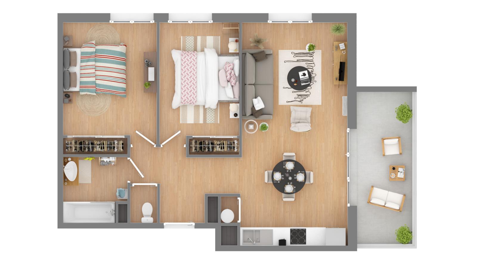 3 pièces - 1er étage - 62m² - 718,12 € - Photo #1