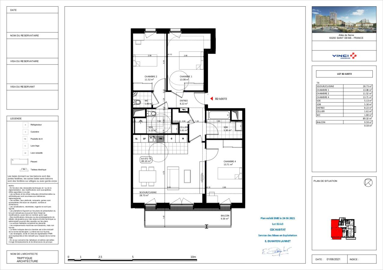 
																			4 pièces - 
																		7ème étage - 89m² - 1 648,12 € - Photo #0