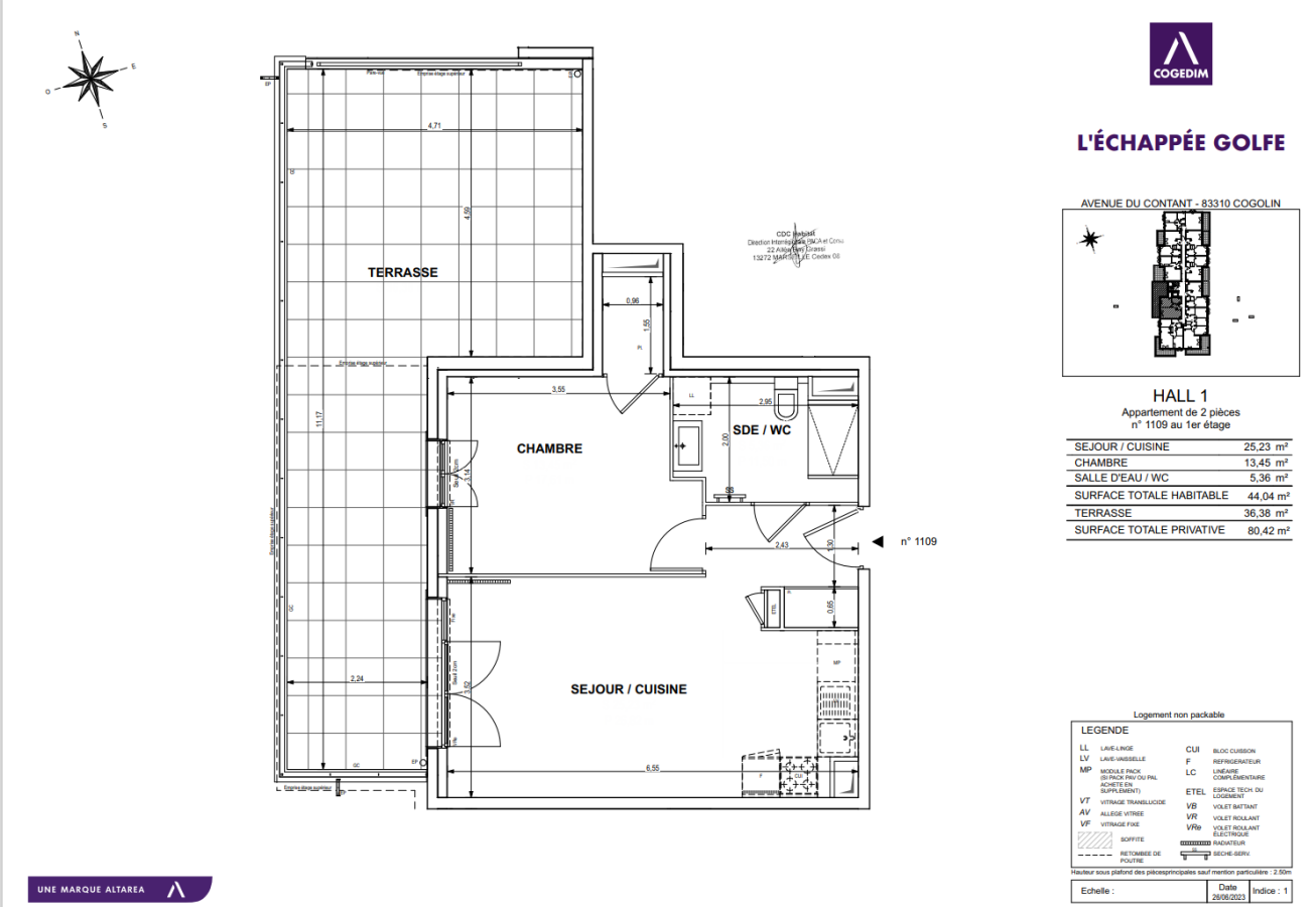 
																																							2 pièces – 
																																						1er étage – 44m² - 890,76 € - Photo #1