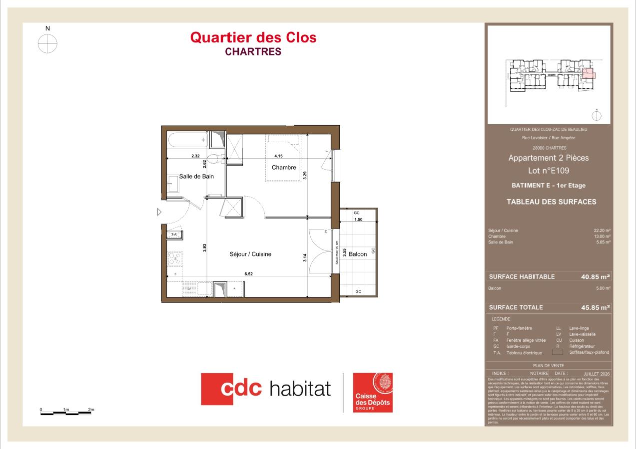 2 pièces - 1er étage - 41m² - 638,36 € - Photo #7