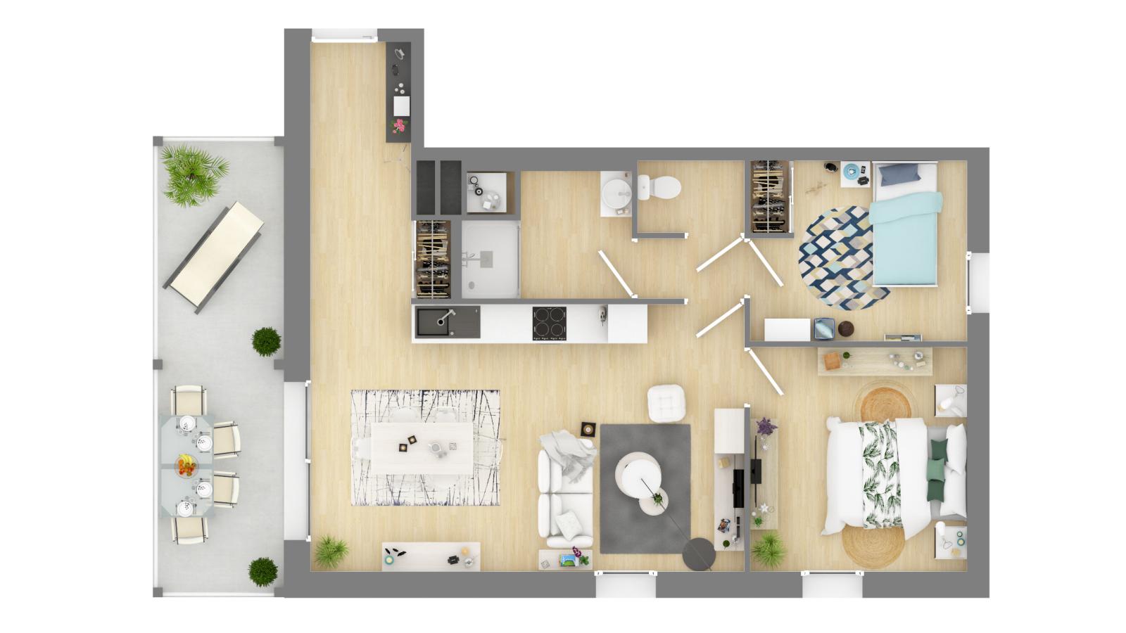 
																																							3 pièces - 
																																						1er étage - 63m² - 714,30 € - Photo #3