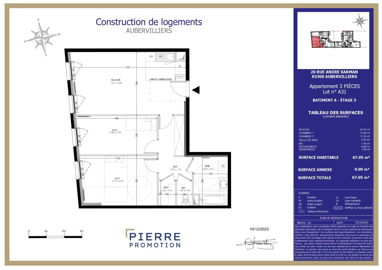 
																			3 pièces - 
																		3ème étage - 67m² - 1 278,57 € - Photo #0