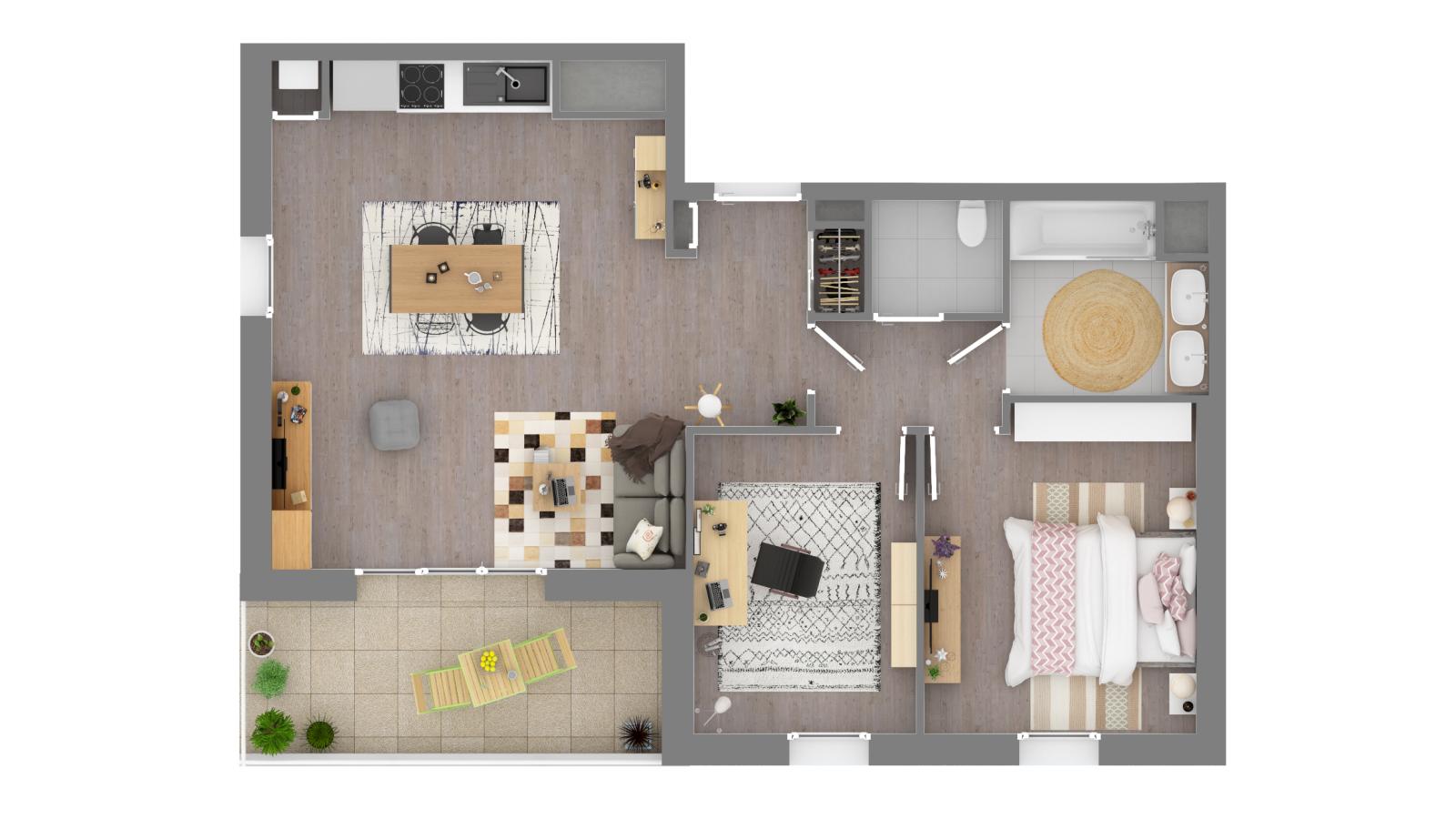 
																																							3 pièces - 
																																						1er étage - 61m² - 671,32 € - Photo #2