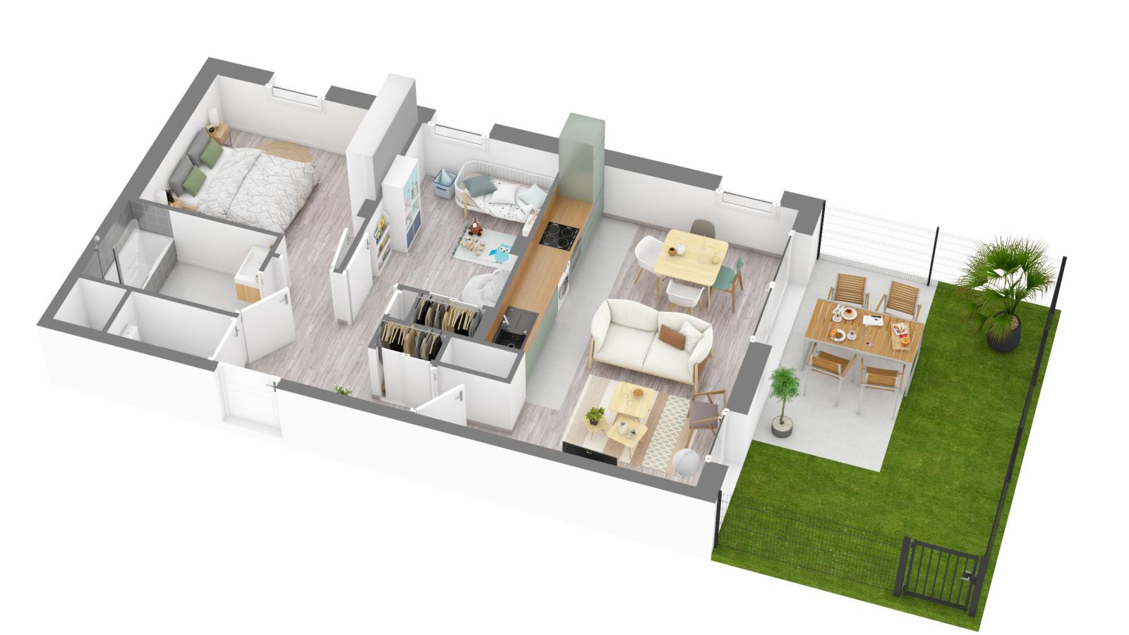 3 pièces - 1er étage - 57m² - 823,52 € - Photo #0