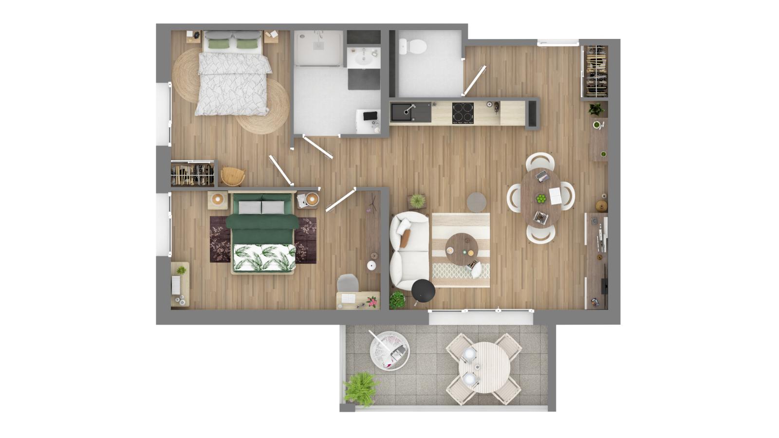 
																																							3 pièces - 
																																						1er étage - 66m² - 876,11 € - Photo #1